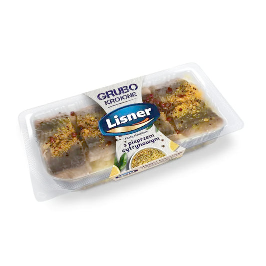 Grubo Krojone Filety śledziowe z pieprzem cytrynowym 200g Lisner