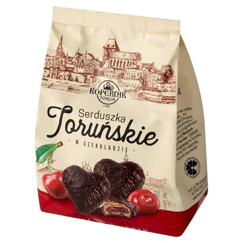 Serduszka Toruńskie w Czekoladzie z Nadzieniem Wiśniowym 150 g Kopernik