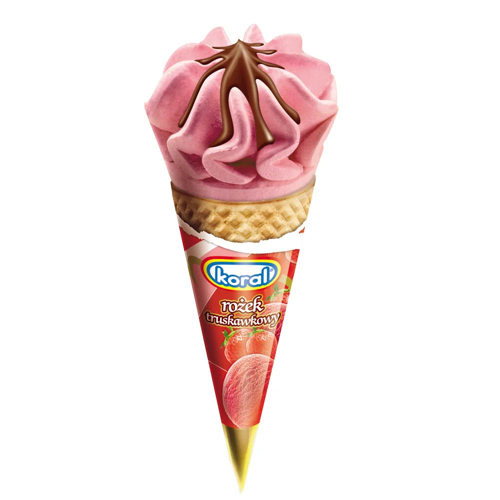 Lody rożek truskawkowy 110ml Koral
